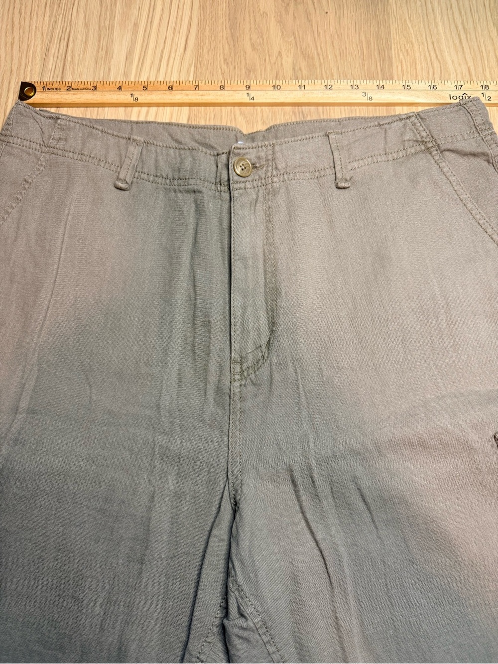 OLD NAVY Men’s Khaki Casual Relaxed Cargo Linen Blend Shorts Size 36 - Picture 5 of 9